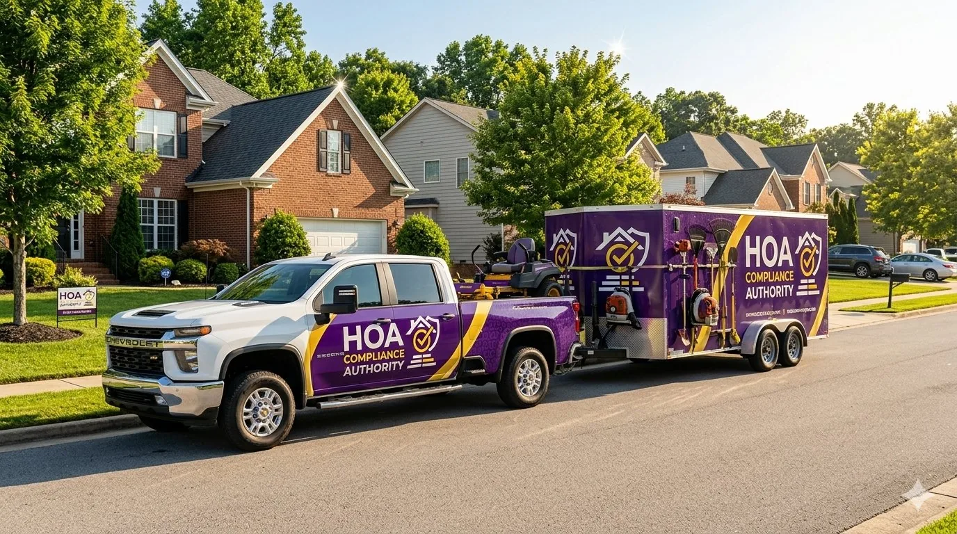 HOA Compliance Authority branded service truck